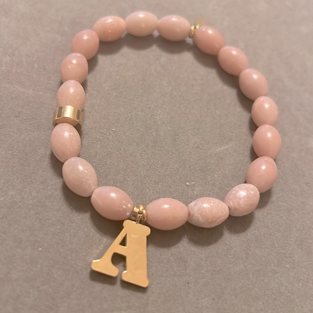 Anthropologie Beaded Monogram Charm Stretch Bracelet - Picture 8 of 9